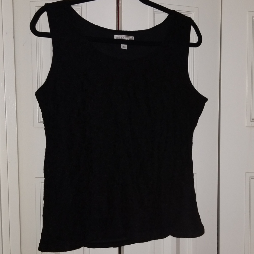 Black lace overlay work tank top
